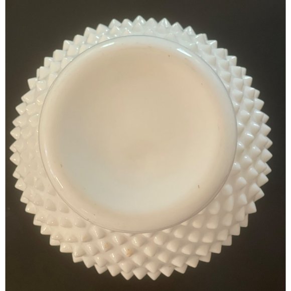 Vintage Fenton Vase Hobnail Milk Glass Bulbous Ruffle 11" White Pre Fenton Mark - Picture 7 of 7